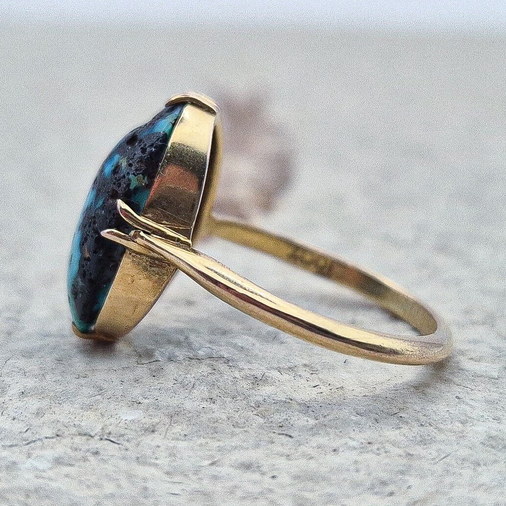 10ct Gold Turquoise Pinky Ring | UK Size H | US Size 3.75