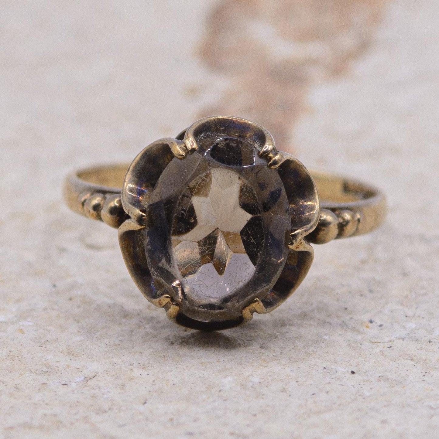 Vintage Smoky Quartz Ring | 9ct | UK Size M | US Size 6.25 |