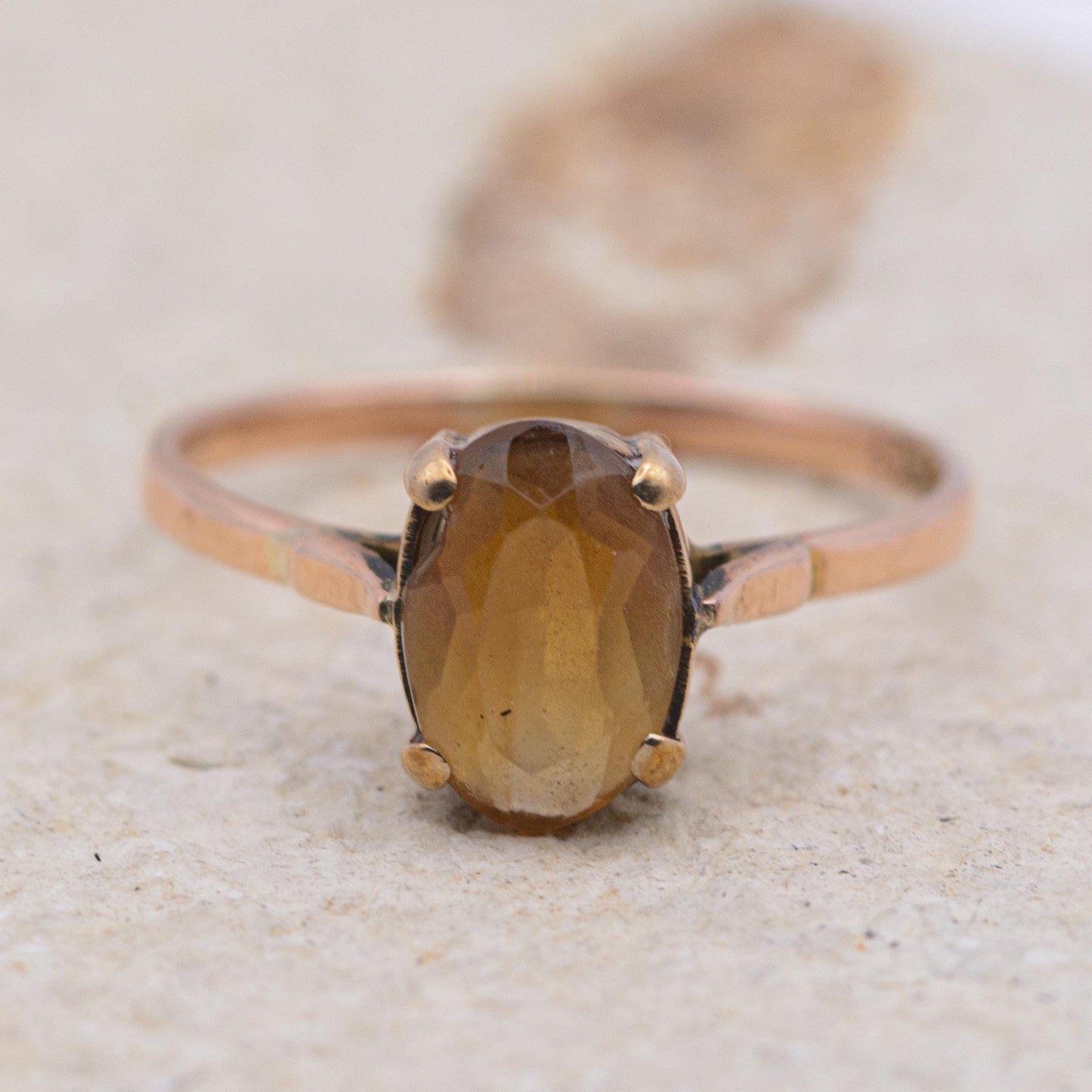 Vintage Citrine Ring | UK Size P | US Size 7.75 | 9 Carat Gold