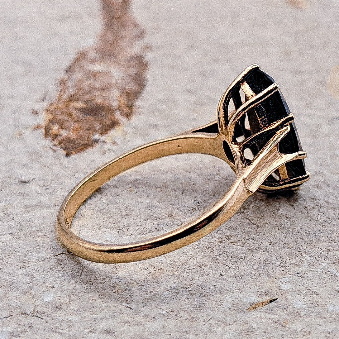 Vintage 9ct Gold Smoky Quartz Cocktail Ring | UK Size O 1/2 | US Size 7.5 |