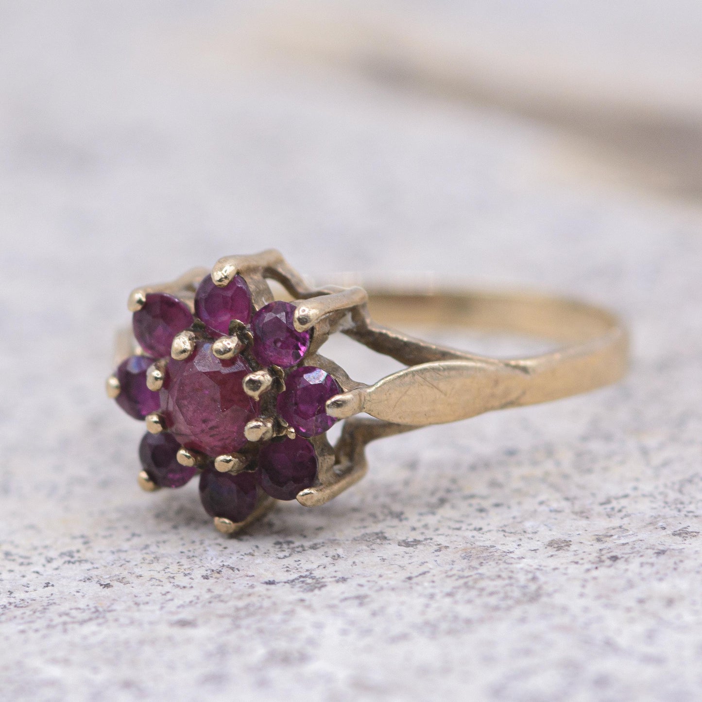 Vintage 9ct Gold Ruby Posey Ring
