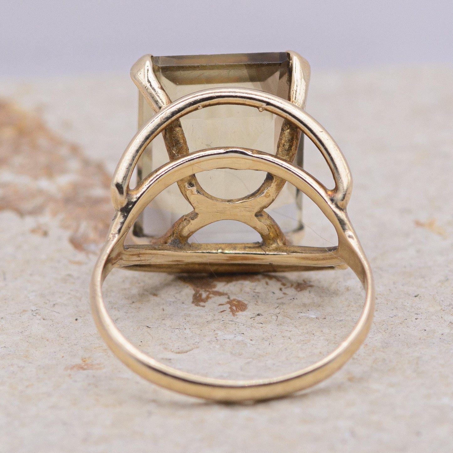 Vintage Chunky Smoky Quartz Cocktail Ring | 9ct | UK Size O | US Size 7 |