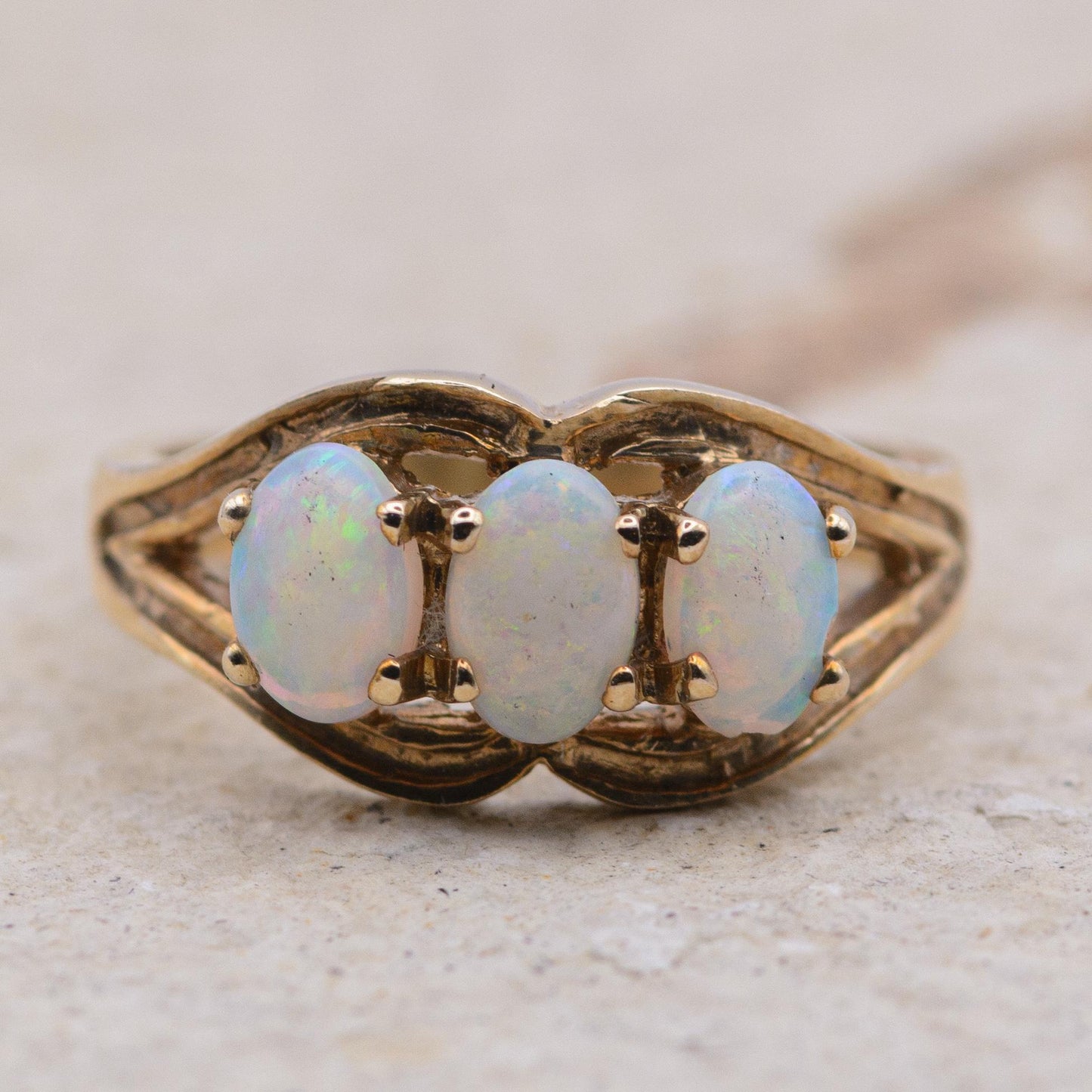 Vintage Opal Ring | 5 Stone | 9ct Gold | UK Size J 1/2 | US 5 |