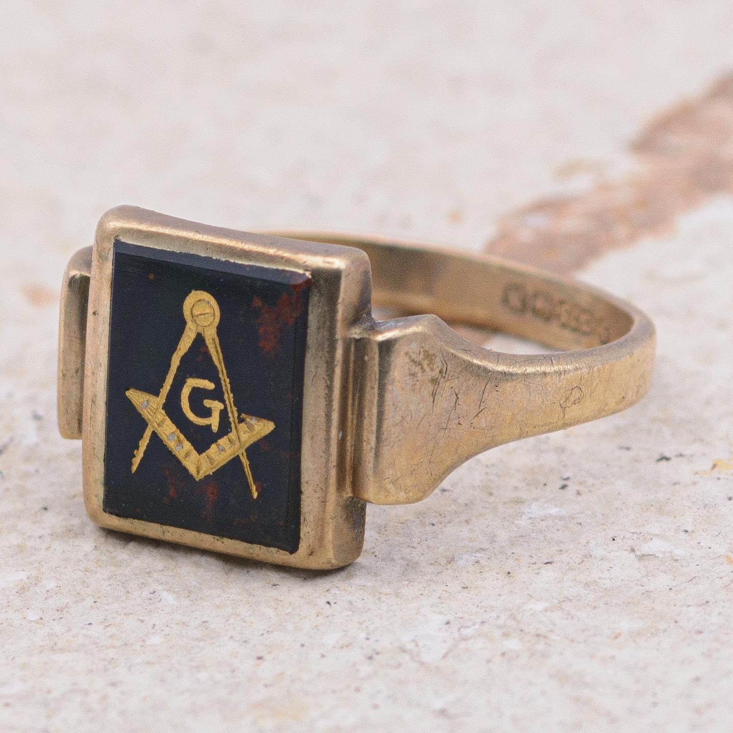 Victorian Masonic Bloodstone Signet Ring