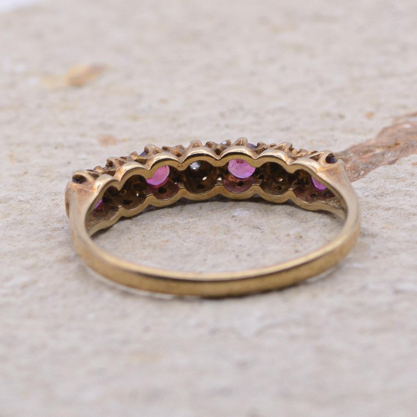 Vintage 9ct Ruby and Diamond Ring | UK Size L | US Size 5.75