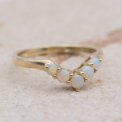 Opal Wishbone Ring | 9ct Gold | UK Size Q | US 8.25 |