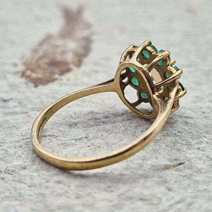 Vintage Emerald and Opal Cluster Ring |UK Size K 1/2 | US Size 5.5  | 9ct