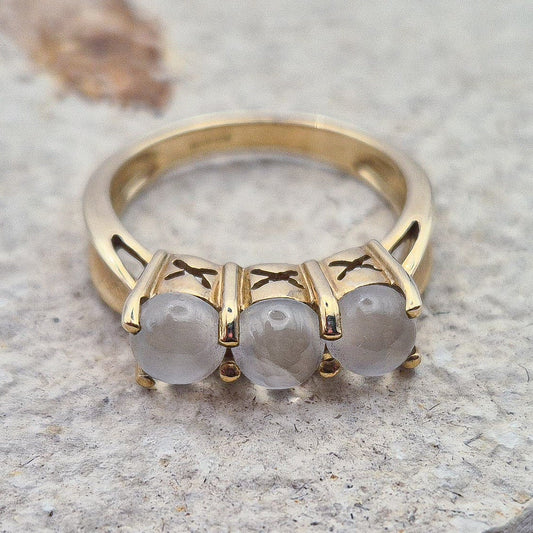 Moonstone Ring | 9ct Gold | UK Size N 1/2 | US Size 6.75 |