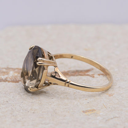 Vintage Smoky Quartz Cocktail Ring | 9ct | UK Size O 1/2 | US Size 7.5 |