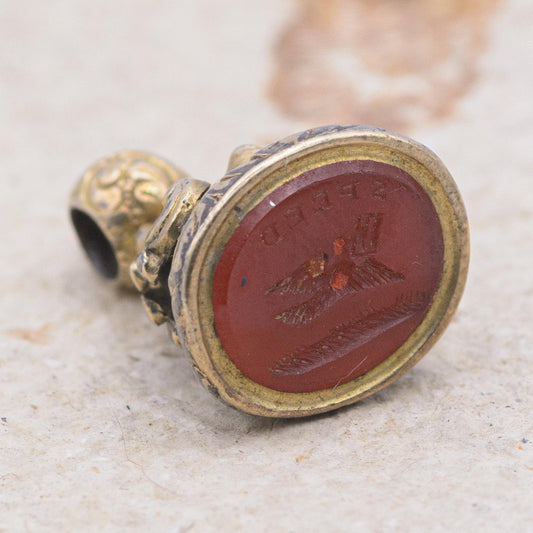 Antique Engraved Carnelian Bird Wax Seal