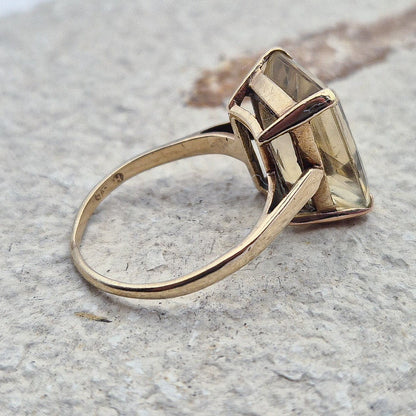 Vintage Citrine Cocktail Ring | UK Size M | US Size 6.25 | 9 Carat Gold
