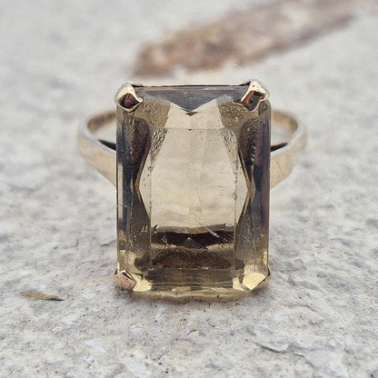 Vintage Citrine Cocktail Ring | UK Size M | US Size 6.25 | 9 Carat Gold