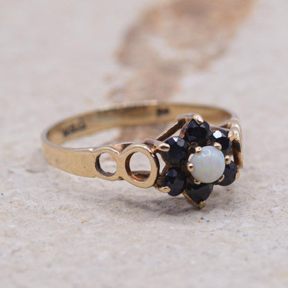 9ct Gold Sapphire and Opal Ring