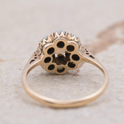 Vintage Opal Cluster Ring | UK Size M 1/2 | US Size 6.5 | 9 carat gold