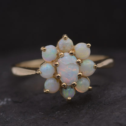 Vintage Opal Cluster Ring | UK Size O | US Size 7 | 9 carat gold