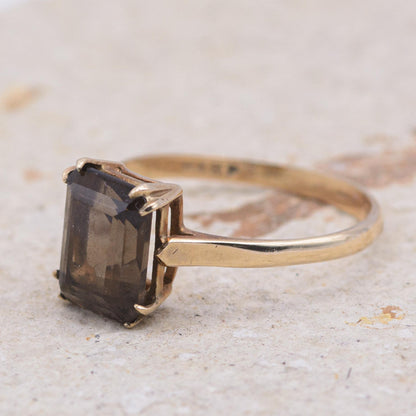 Vintage Smoky Quartz Cocktail Ring | 9ct | UK Size O | US Size 7.25 |