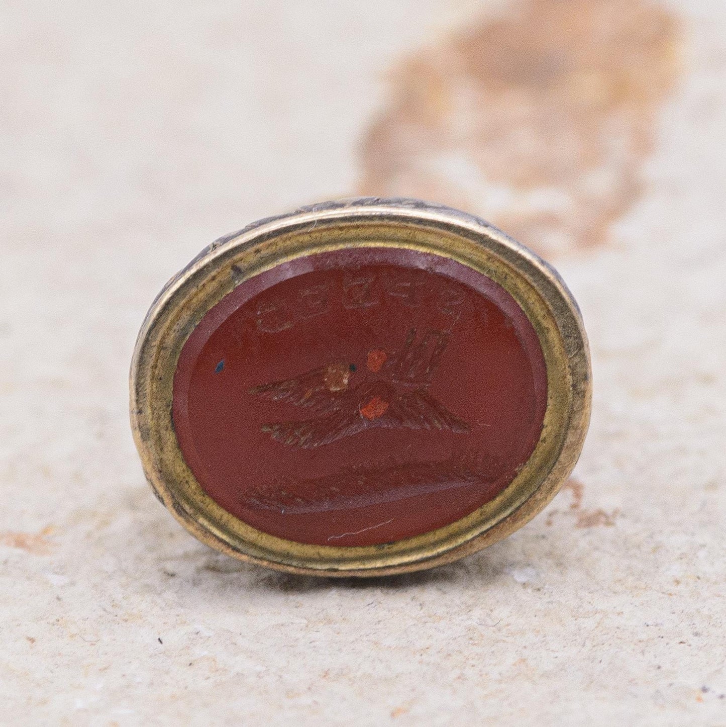 Antique Engraved Carnelian Bird Wax Seal