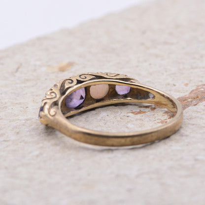 Vintage Amethyst and Opal 5-Stone Ring | UK Size M | US Size 6.25 | 9 Carat Gold