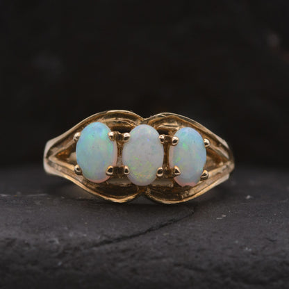 Vintage Opal Ring | 5 Stone | 9ct Gold | UK Size J 1/2 | US 5 |
