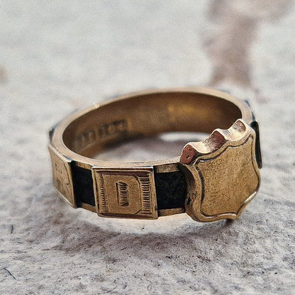 Antique 10ct Victorian Hairwork Mourning Ring
