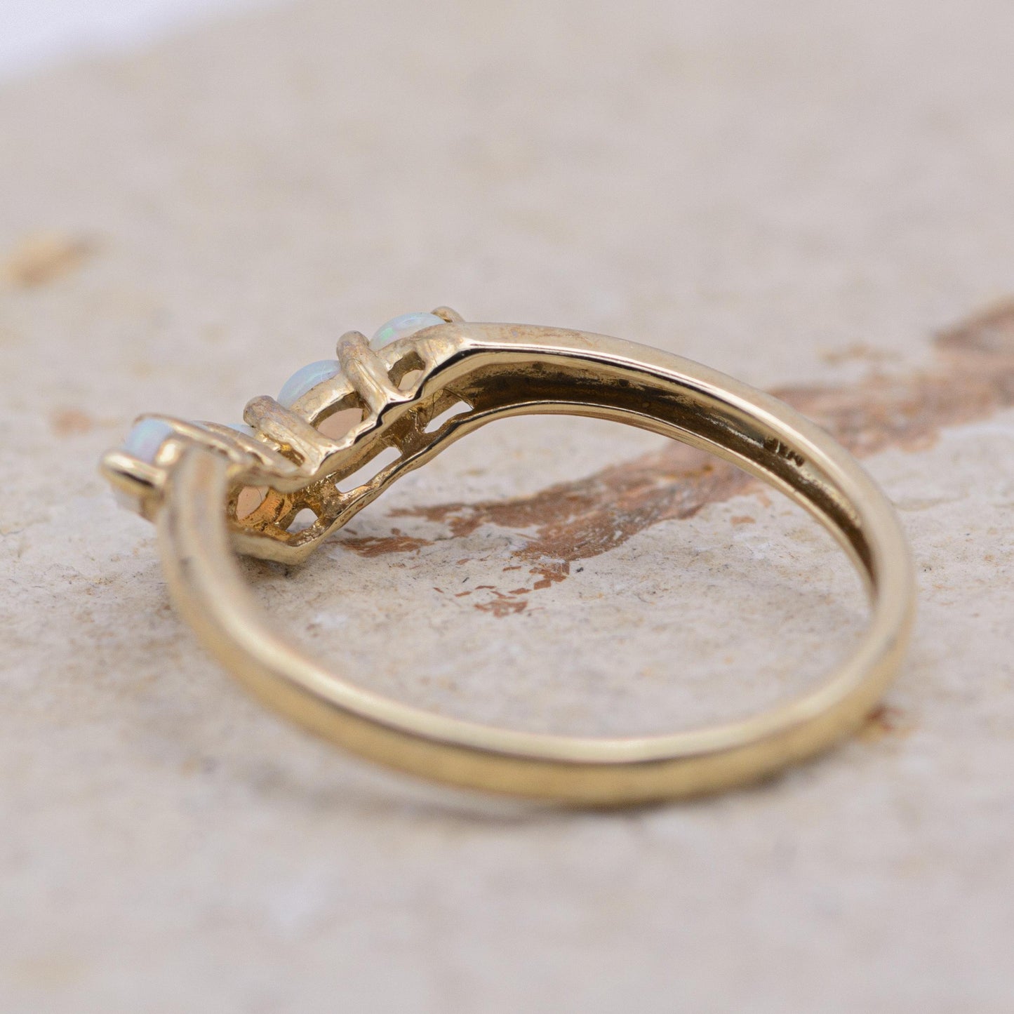 Opal Wishbone Ring | 9ct Gold | UK Size Q | US 8.25 |