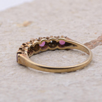 Vintage 9ct Ruby and Diamond Ring | UK Size L  | US Size 5.75