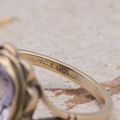 Vintage Amethyst Solitaire Ring | UK Size K | US Size 5.25 | 9 Carat Gold