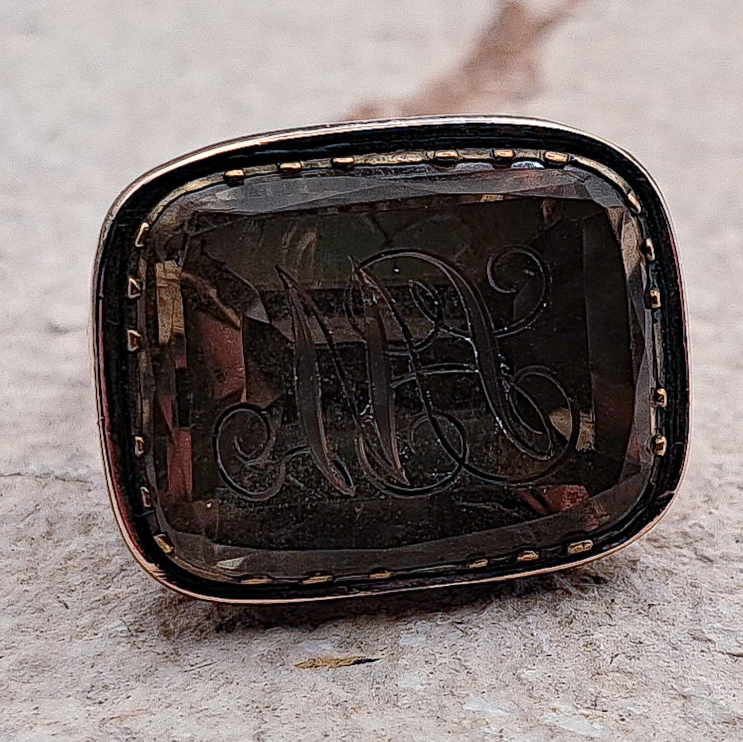 Antique Engraved Smokey Quartz Wax Seal