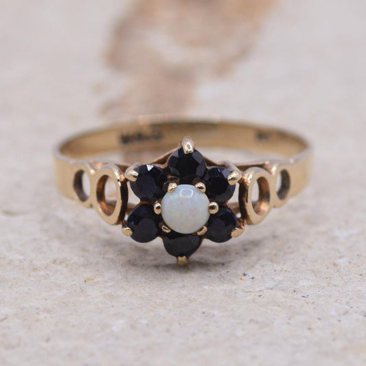 9ct Gold Sapphire and Opal Ring