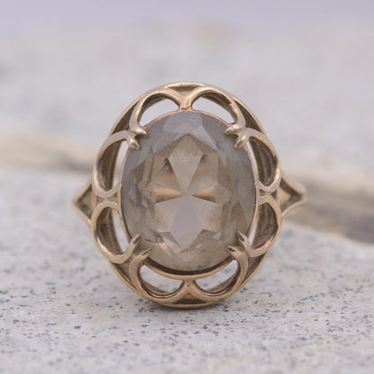 Vintage Smoky Quartz Cocktail Ring | 9ct | UK Size J | US Size 4.75 |