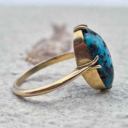10ct Gold Turquoise Pinky Ring | UK Size H | US Size 3.75