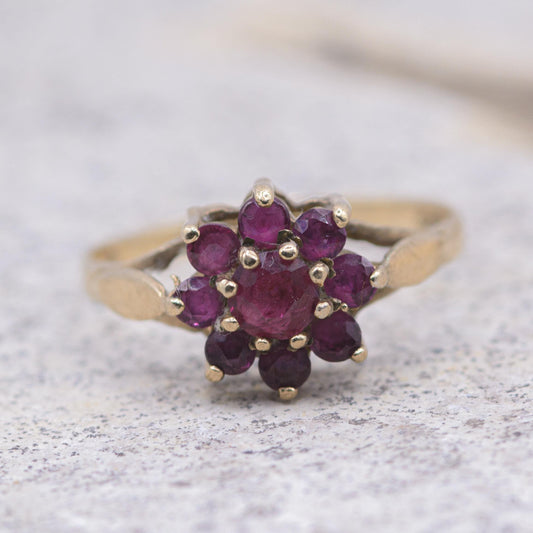 Vintage 9ct Gold Ruby Posey Ring