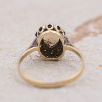 Vintage Opal and Diamond Cluster Ring | 9ct | UK Size O | US Size 7.25