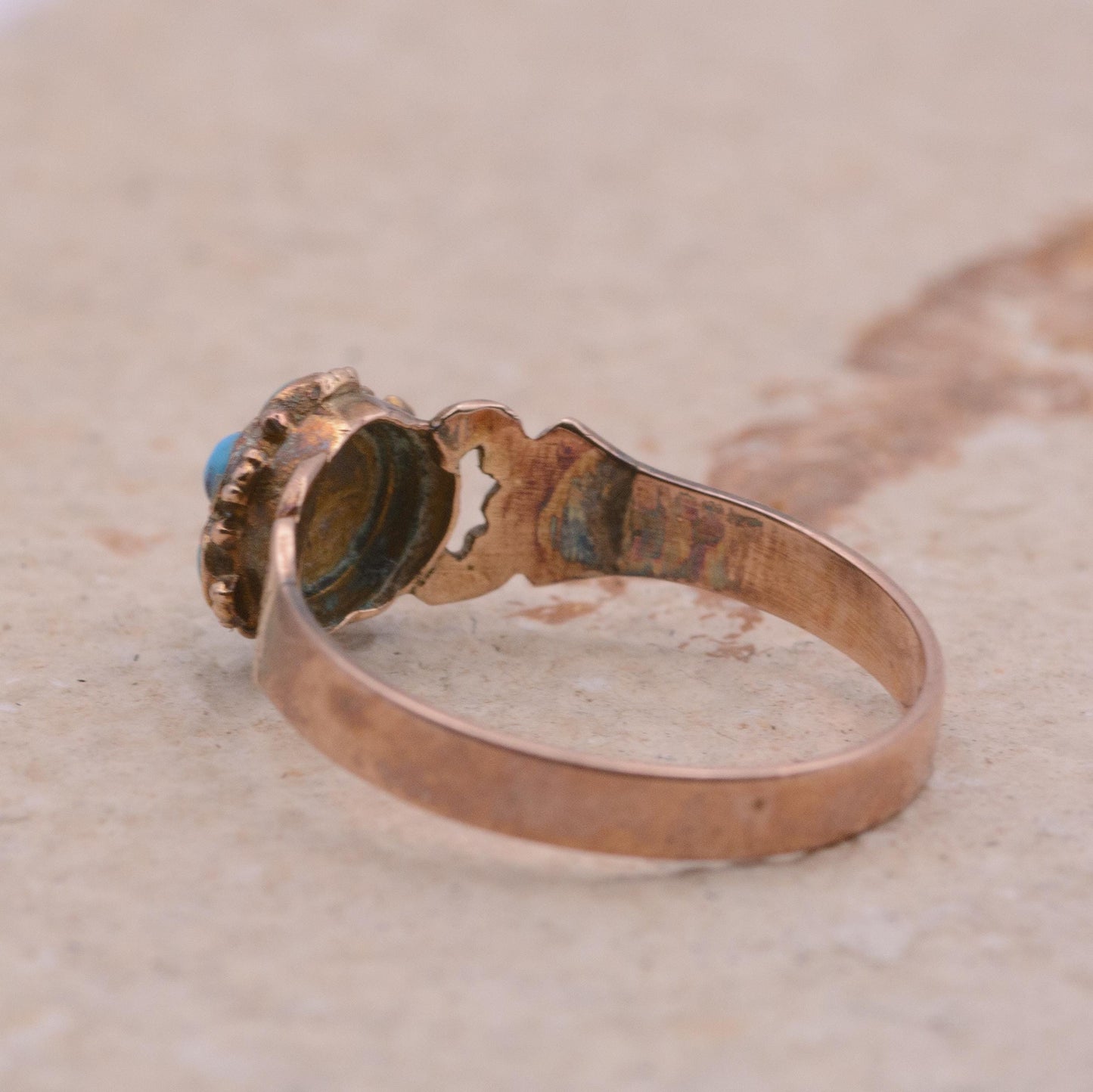 Victorian Turquoise and Pearl Ring | UK Size N 1/2 | US Size 7
