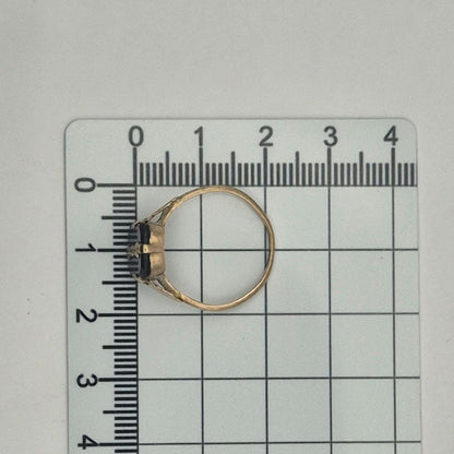 9ct Gold Black Onyx Initial Ring | UK Size M 1/2 | US Size 6.5 | Initialled "I"