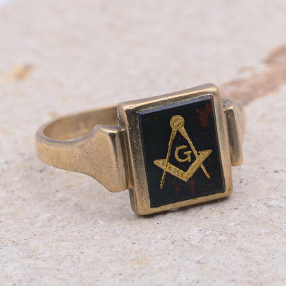 Victorian Masonic Bloodstone Signet Ring