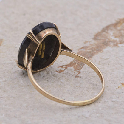 9ct Gold Black Onyx Initial Ring | UK Size U | US Size 10 | Initialled "p"