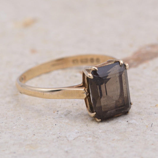 Vintage Smoky Quartz Cocktail Ring | 9ct | UK Size O | US Size 7.25 |