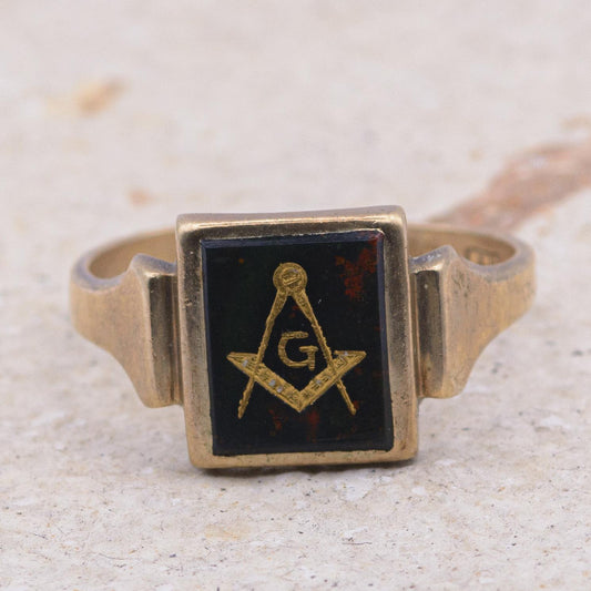 Victorian Masonic Bloodstone Signet Ring
