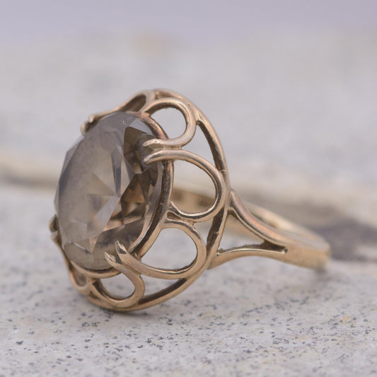 Vintage Smoky Quartz Cocktail Ring | 9ct | UK Size J | US Size 4.75 |