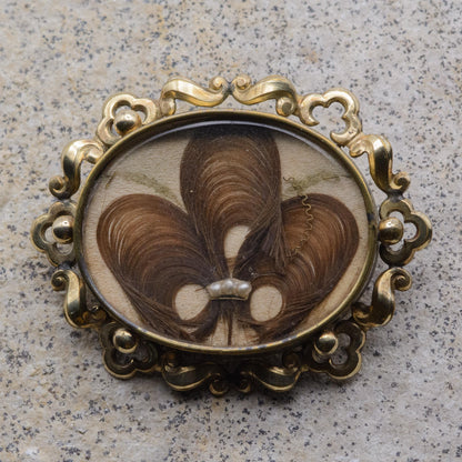 Victorian Hairwork Mourning Brooch