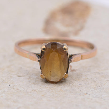 Vintage Citrine Ring | UK Size P | US Size 7.75 | 9 Carat Gold