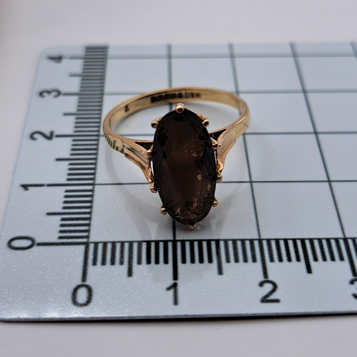 Vintage 9ct Gold Smoky Quartz Cocktail Ring | UK Size O 1/2 | US Size 7.5 |