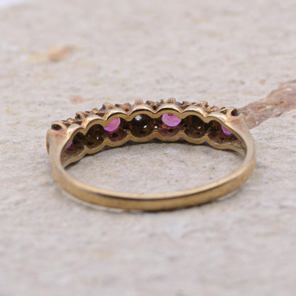 Vintage 9ct Ruby and Diamond Ring | UK Size L  | US Size 5.75