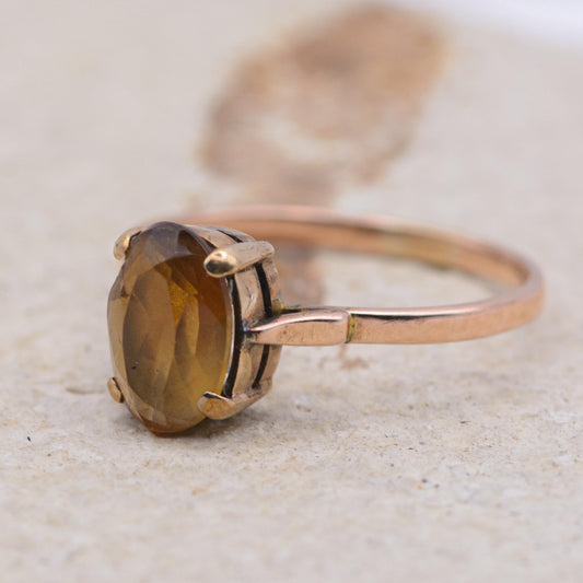 Vintage Citrine Ring | UK Size P | US Size 7.75 | 9 Carat Gold
