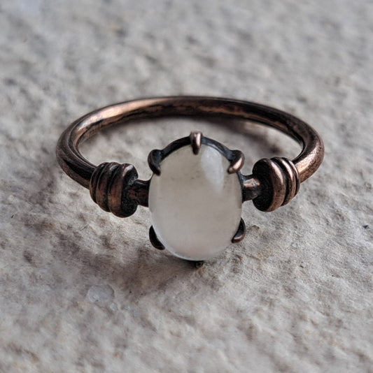 Vintage Rose Metal Moonstone Ring | Size I 1/2