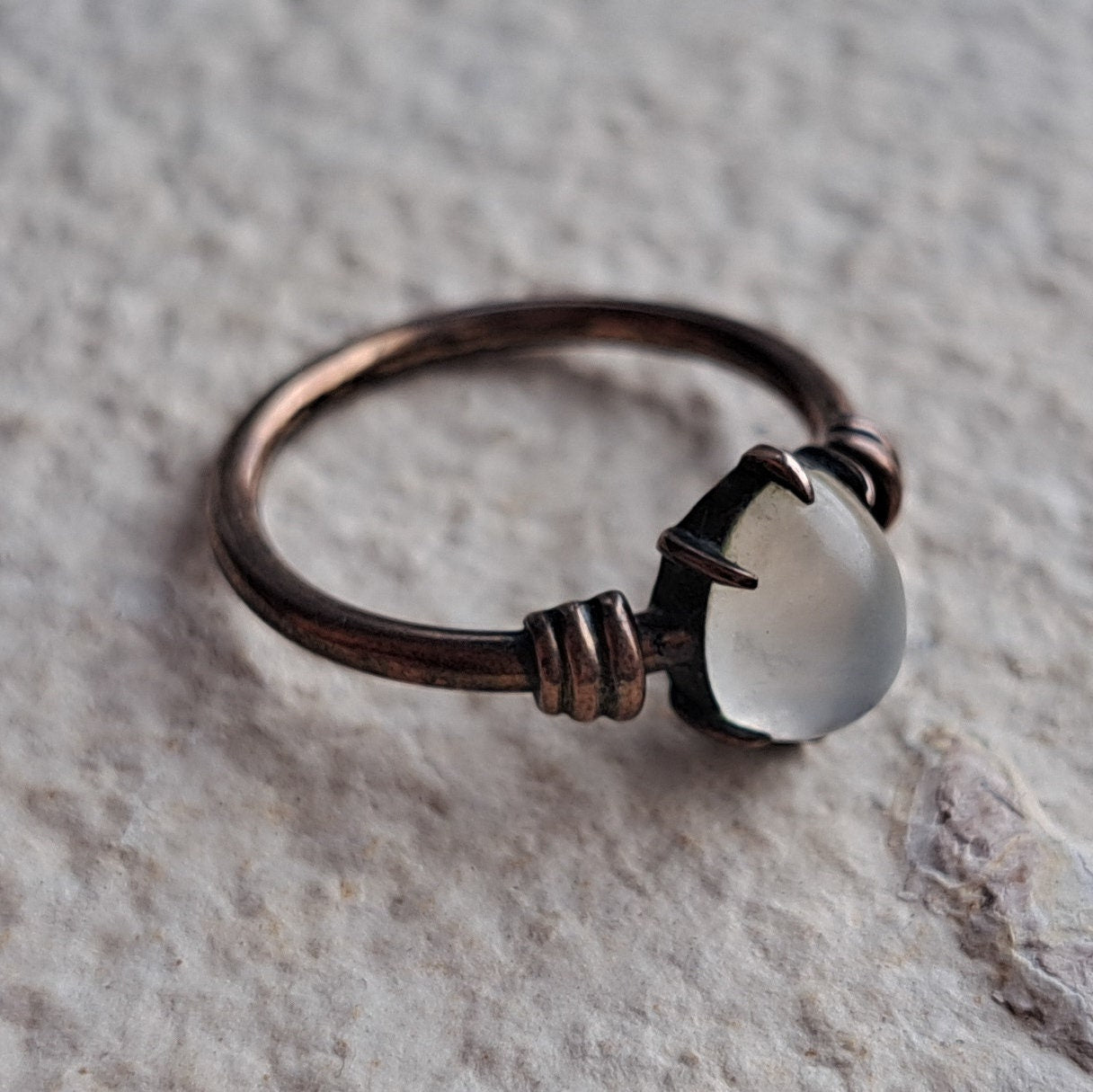 Vintage Rose Metal Moonstone Ring | Size I 1|2