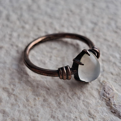 Vintage Rose Metal Moonstone Ring | Size I 1/2