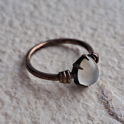 Vintage Rose Metal Moonstone Ring | Size I 1/2