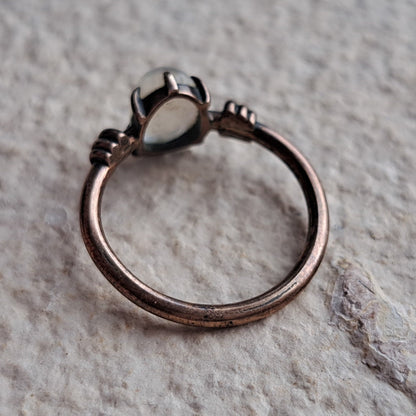 Vintage Rose Metal Moonstone Ring | Size I 1|2